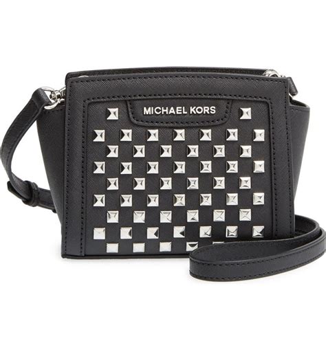 michael kors selma micro stud cross body bag|selma mini crossgrain leather bag.